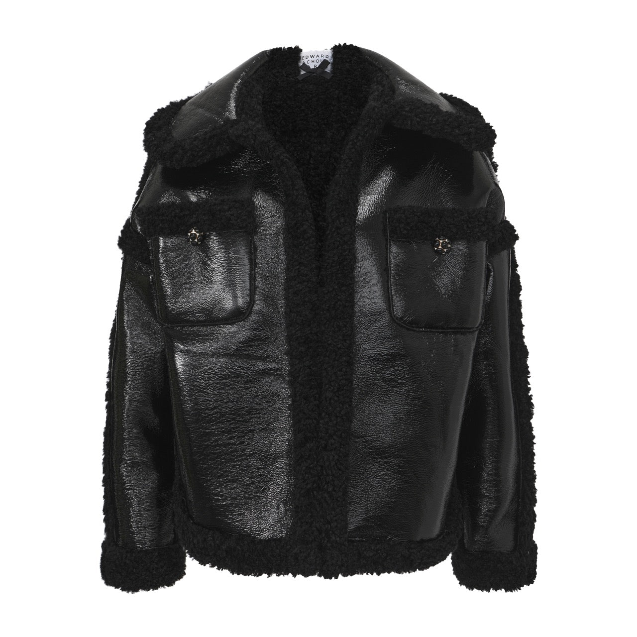 Glossy Shearling-Effect Overshirt Jacket
