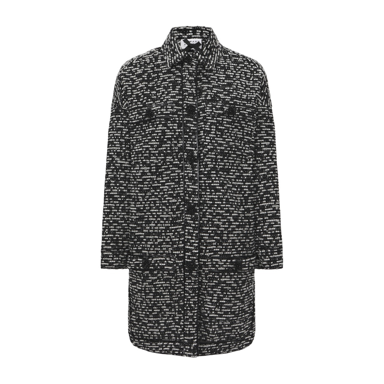 Long Tweed Overshirt with Rounded Hem