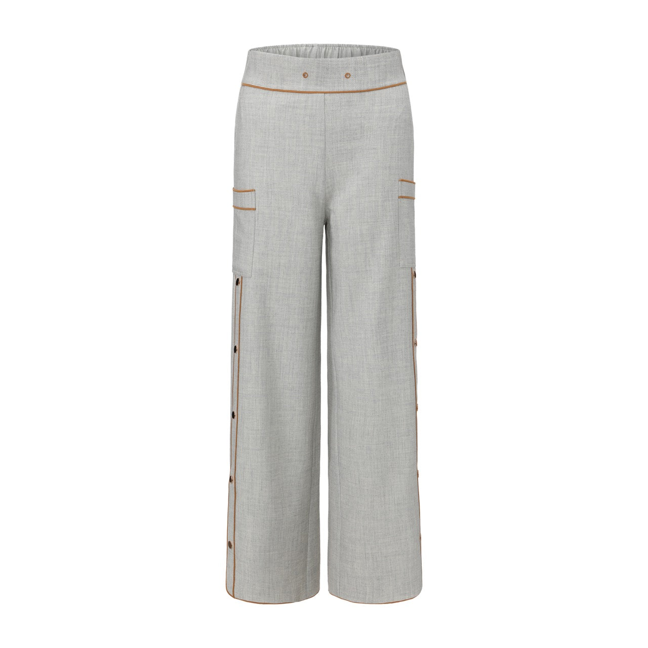 Cropped Cargo Trousers with Side Button Plackets