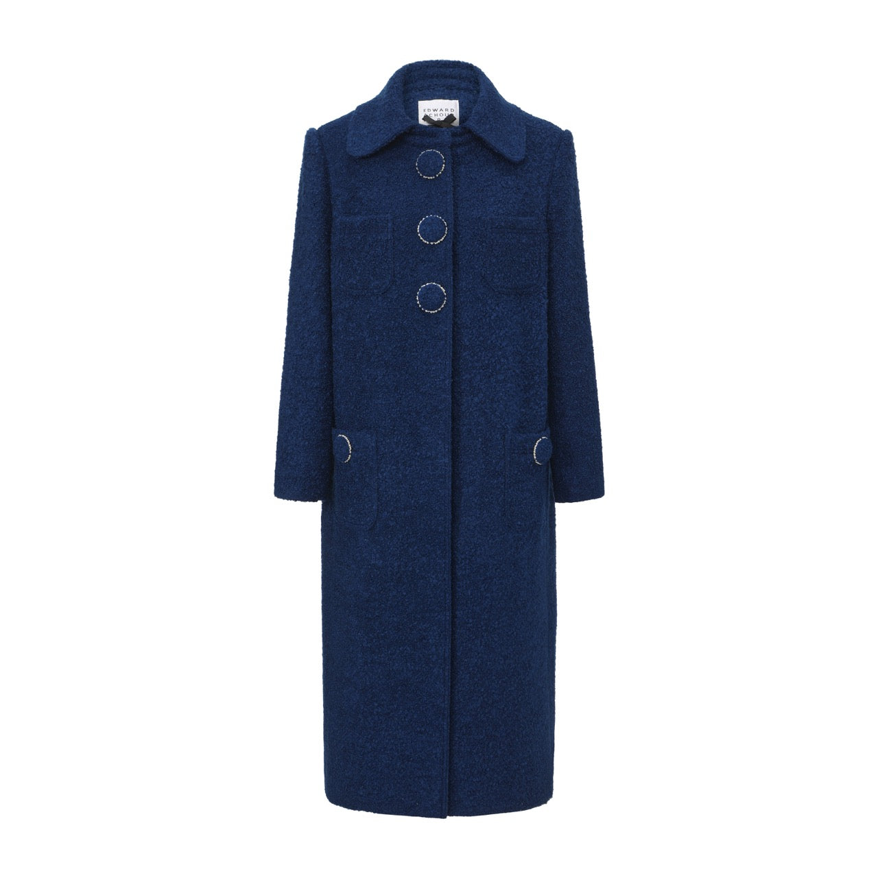 Textured Midi Coat with Ring Buttons