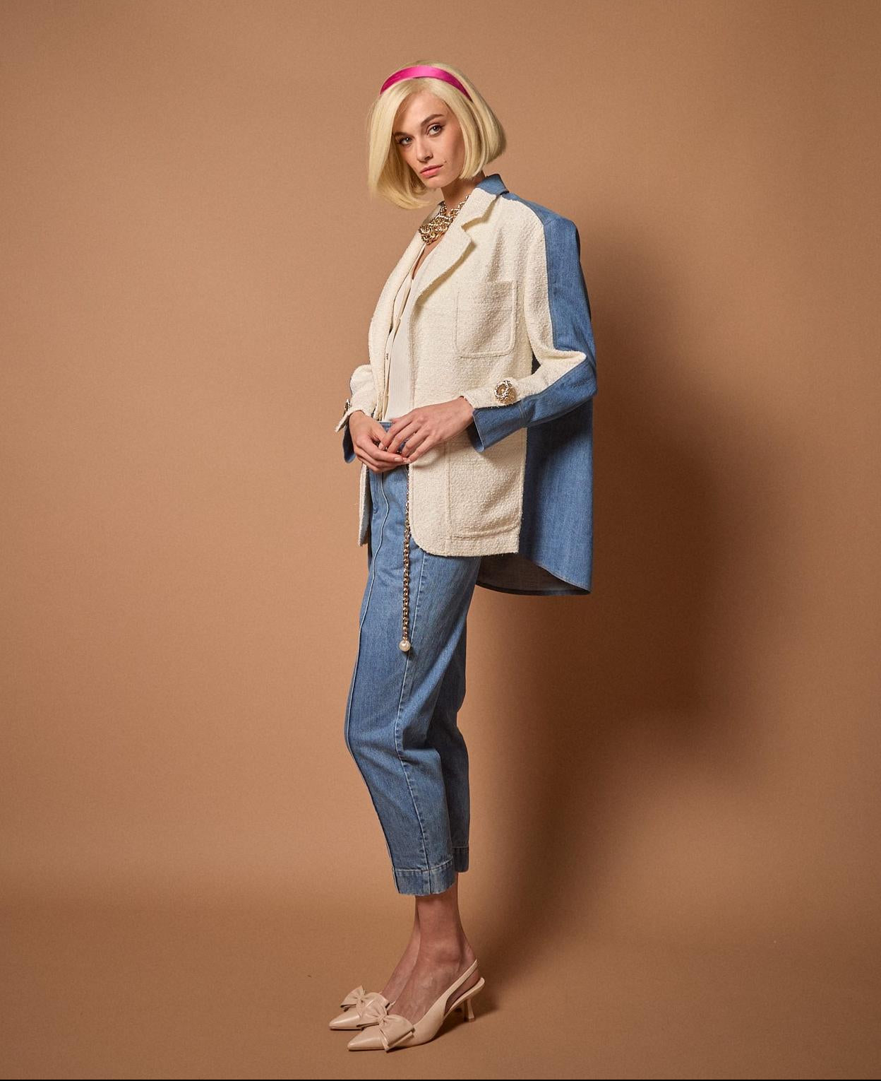 High-Rise Seam-Detail Jeans