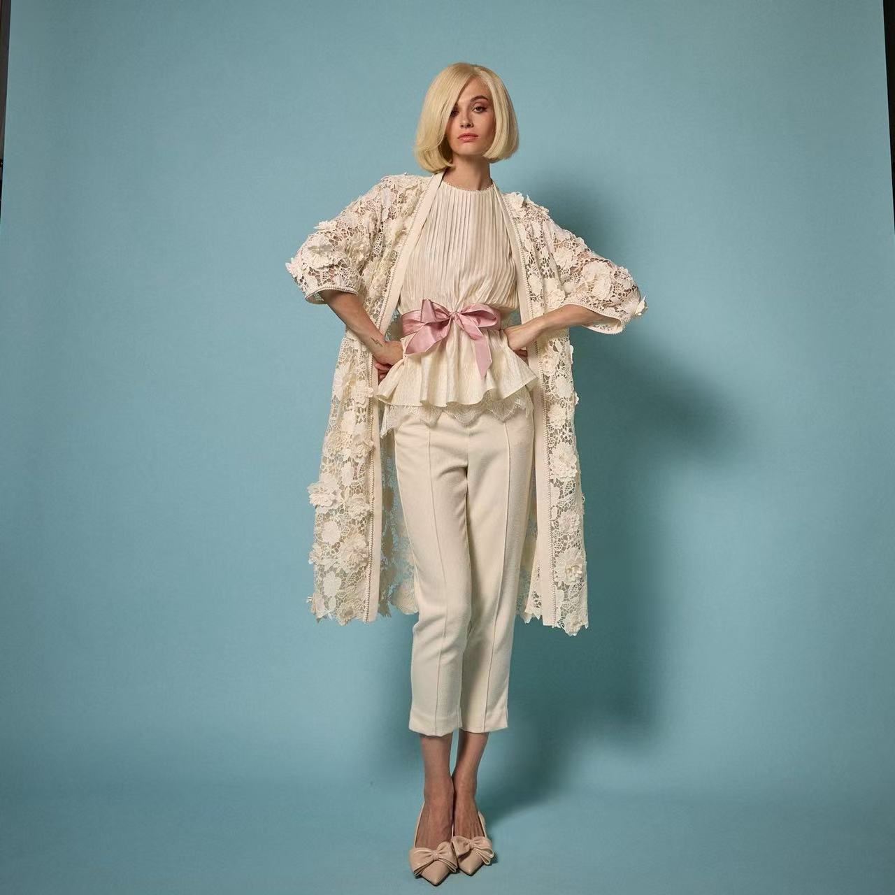 3D Floral Lace Oversized Gown Coat