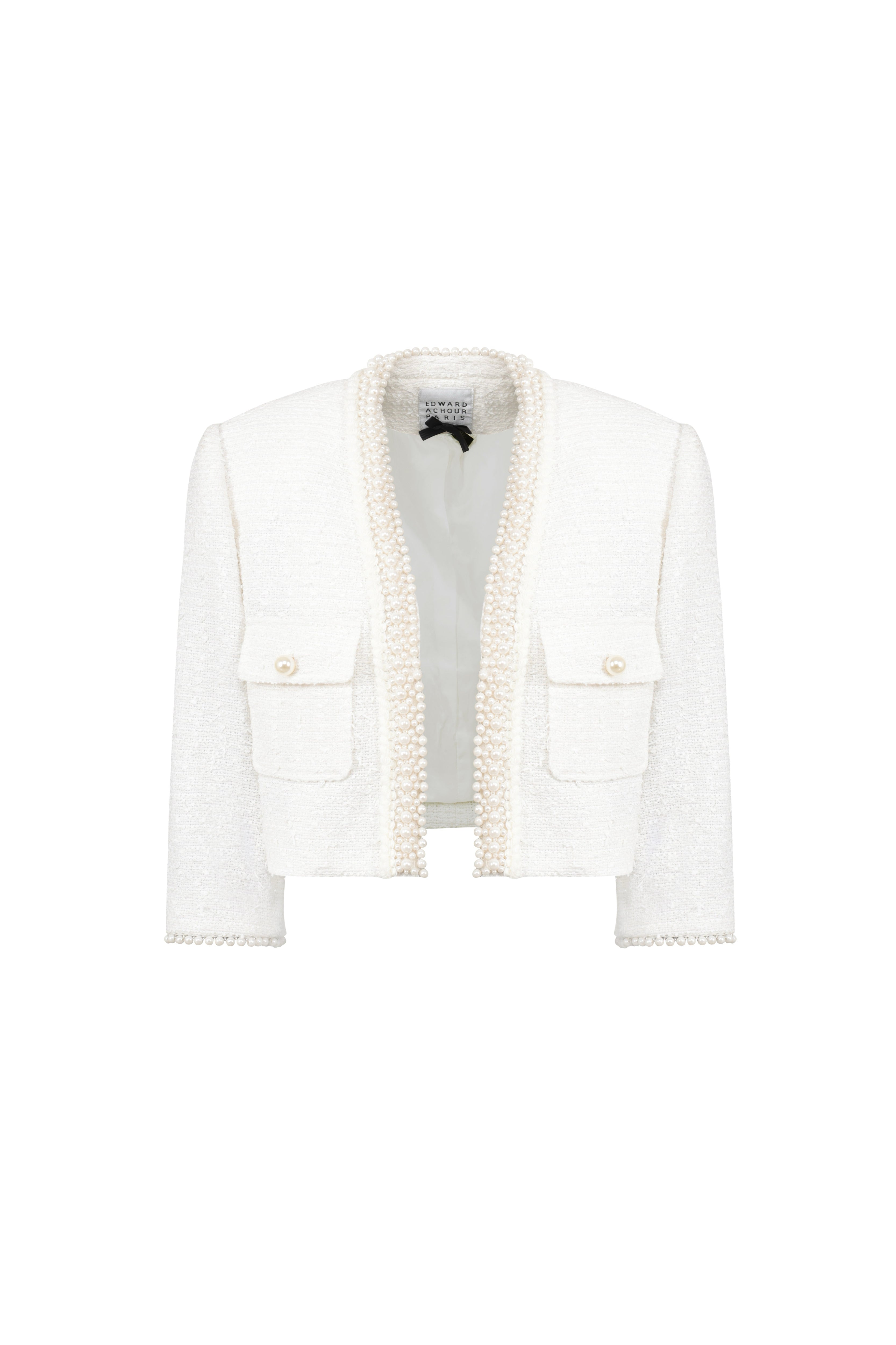 PEARL-TRIMMED CROPPED JACKET
