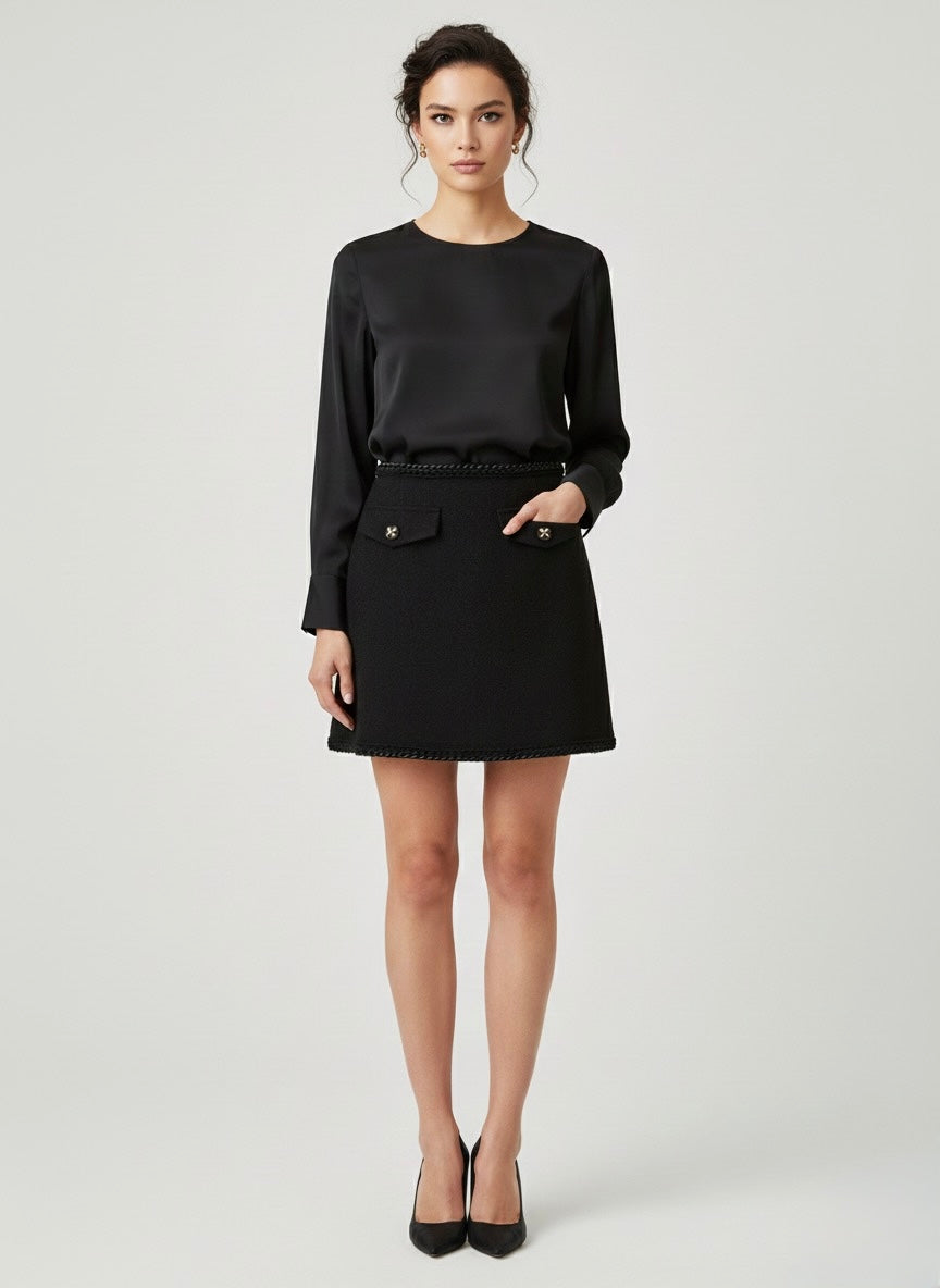 Mini Skirt with Braided Waist Detail (091107/934)