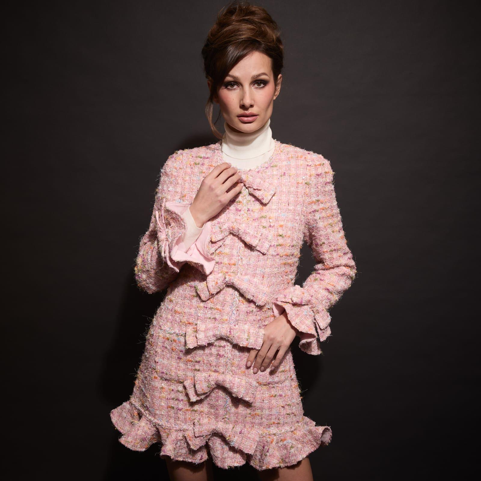 Pastel Natté Dress with Matching Bow Buttons (090206/919)