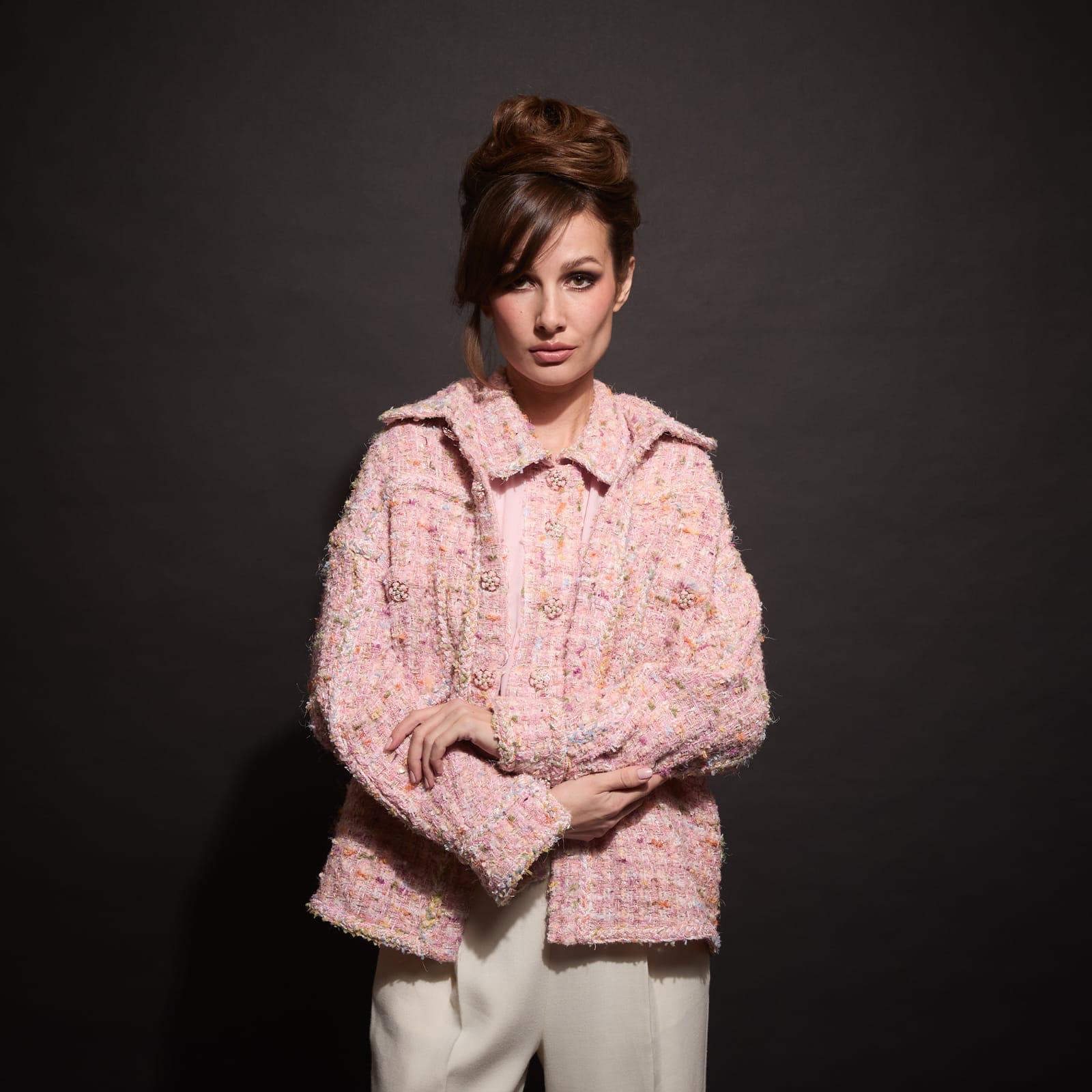 Sheer Pink Blouse with Textured Details (090606/919)