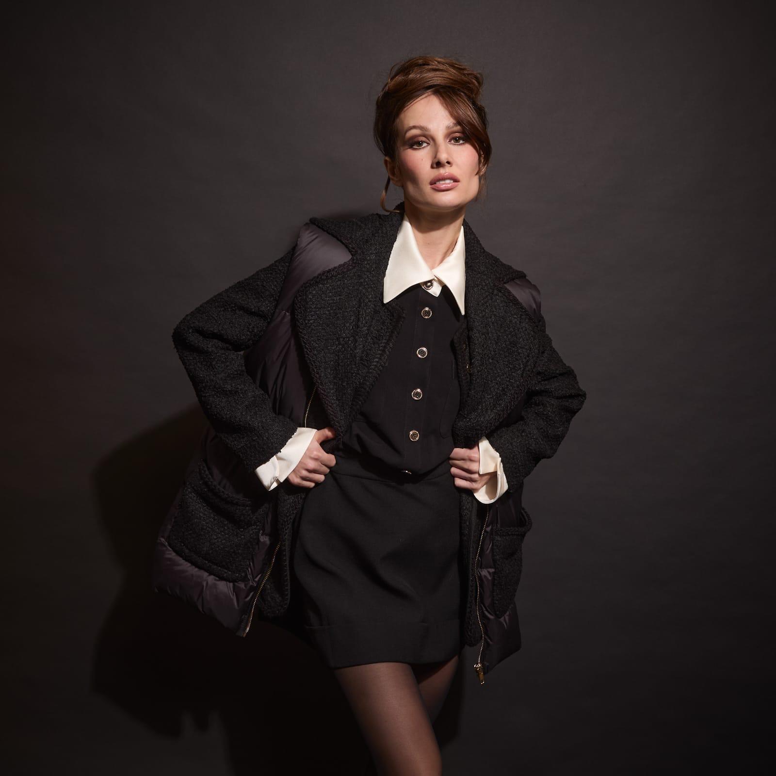 Satin Shirt Dress with Detachable Layered Back (090413/934)